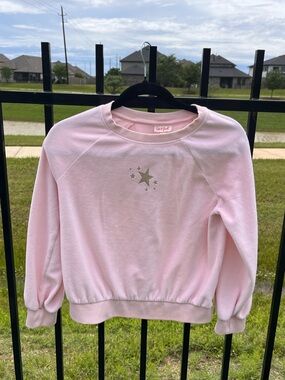 Cat & Jack Light Pink Crewneck Sweater with Metallic Star